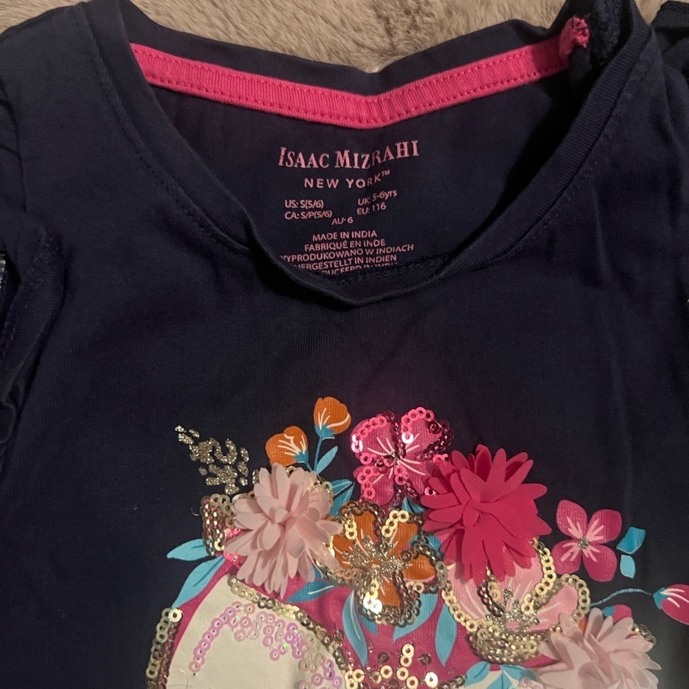 Isaac Mizrahi Kids Navy Floral Animal Tank Top - Picture 2 of 9